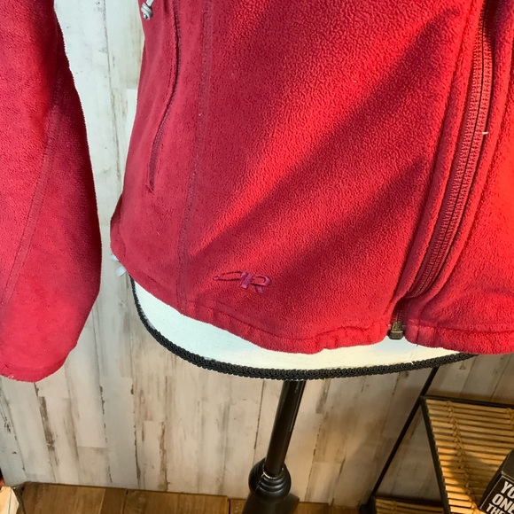Outdoor Research zip up fleece hoodie jacket in red, size small - Picture 2 of 6